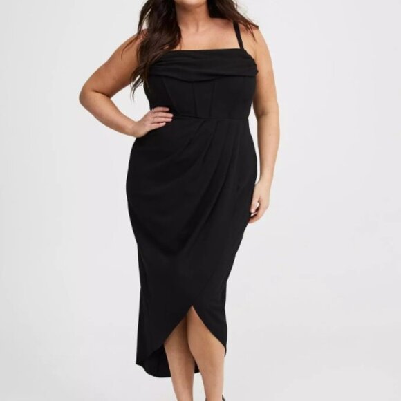 torrid Tulip Hem Bustier Midi Dress NWT Size 12 Black - Picture 1 of 6